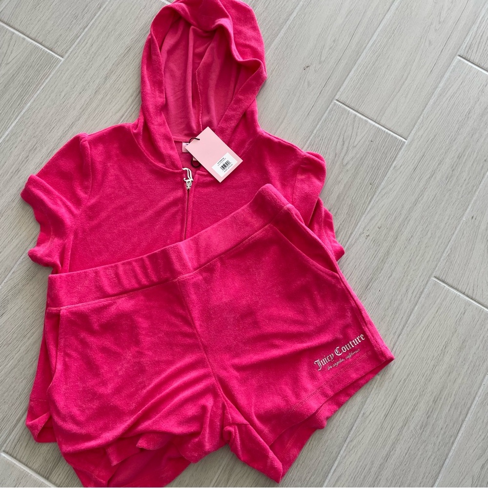 Juicy Couture Terry Cloth Pink Shorts Track Suit